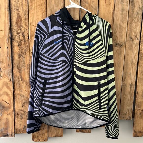 Nike Air Max Windbreaker Womens S Full Zip Spiral Retro Hooded Jacket Y2K‎ 90’s - Picture 1 of 16
